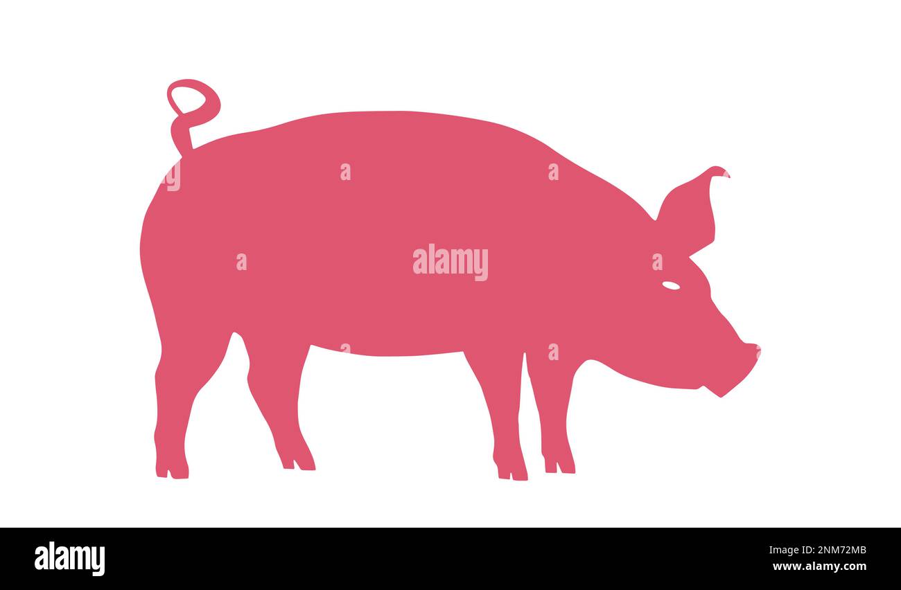 pink meaty pig, icon silhouette Stock Vector