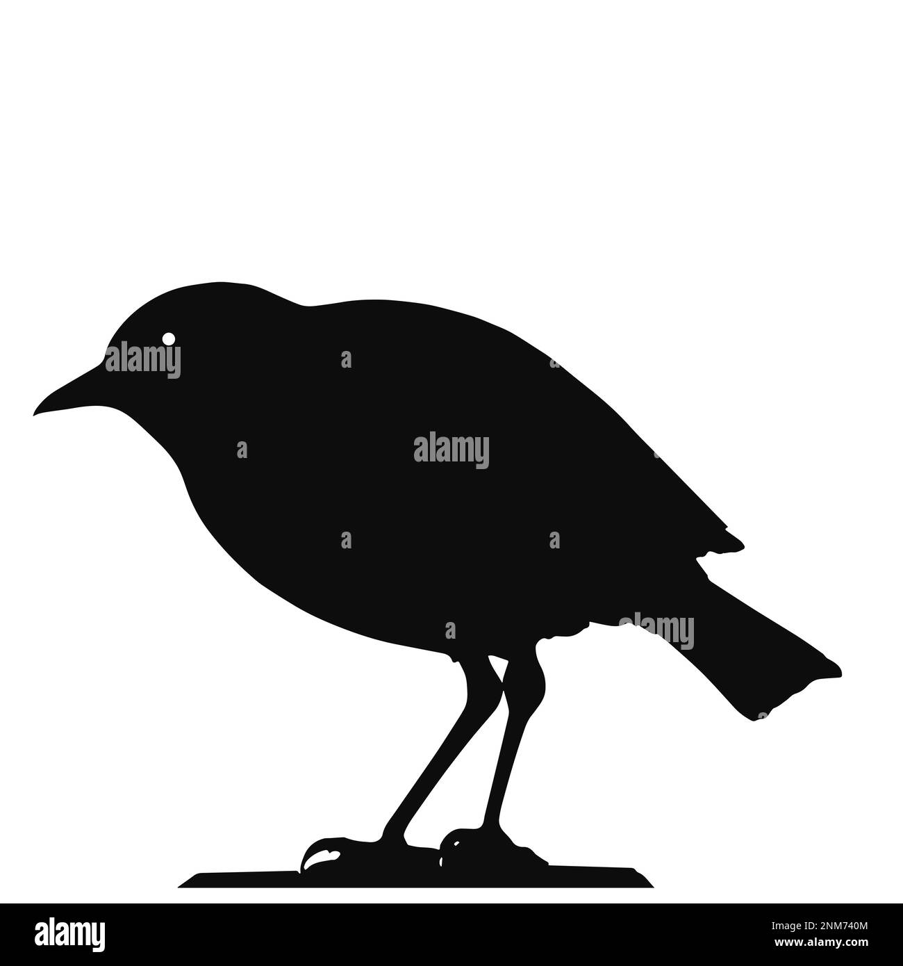 standing tropical bird , black silhouette Stock Vector