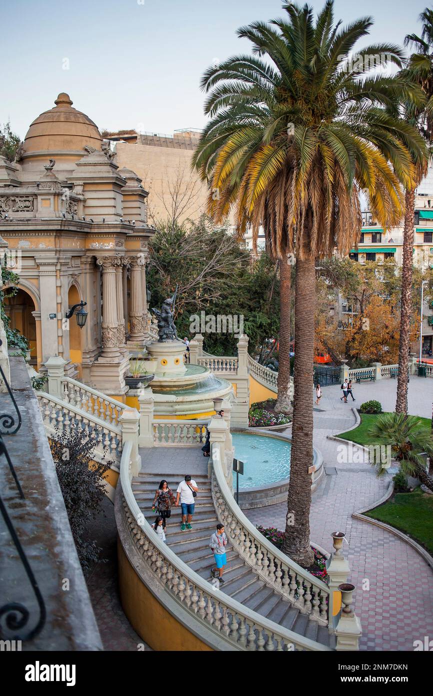 Neptune Fountain at the Alameda entrance of Cerro Santa Lucia,park