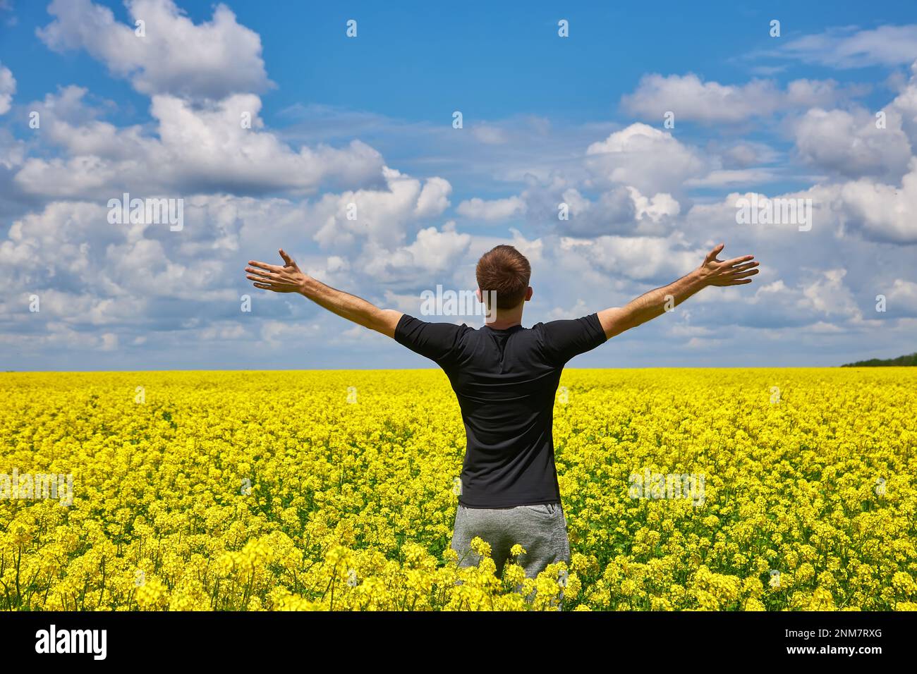 Man raises hands spread hi-res stock photography and images - Alamy