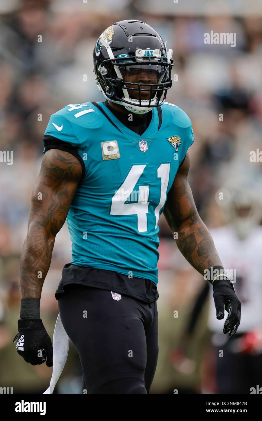 November 28, 2021 - Jacksonville, FL, U.S: Jacksonville Jaguars linebacker  Josh Allen (41) during 1st half NFL football game between the Atlanta  Falcons and the Jacksonville Jaguars at TIAA Bank Field in