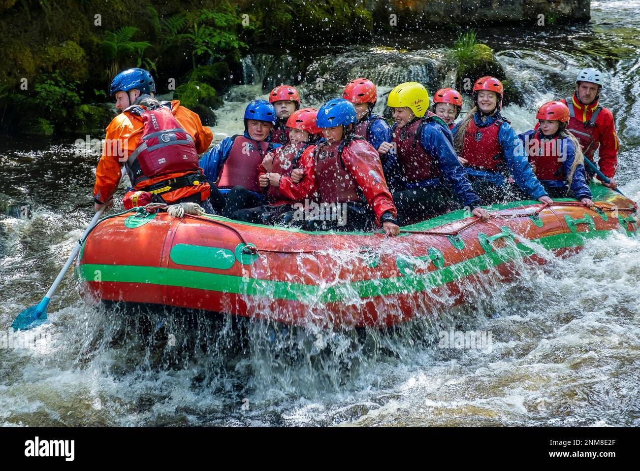 White water rafting at the National White Water Centre on the River Tryweryn, near Bala, Wales