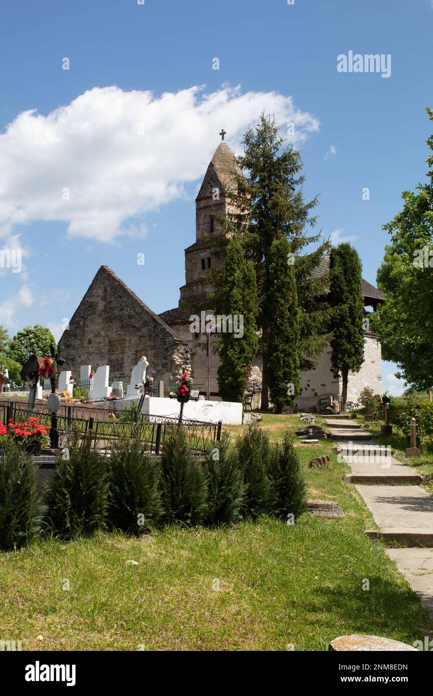 Densuș Church (St. Nicholas' Church), in Hunedoara County, Romania, the oldest church in Romania, and it is still in use Stock Photo
