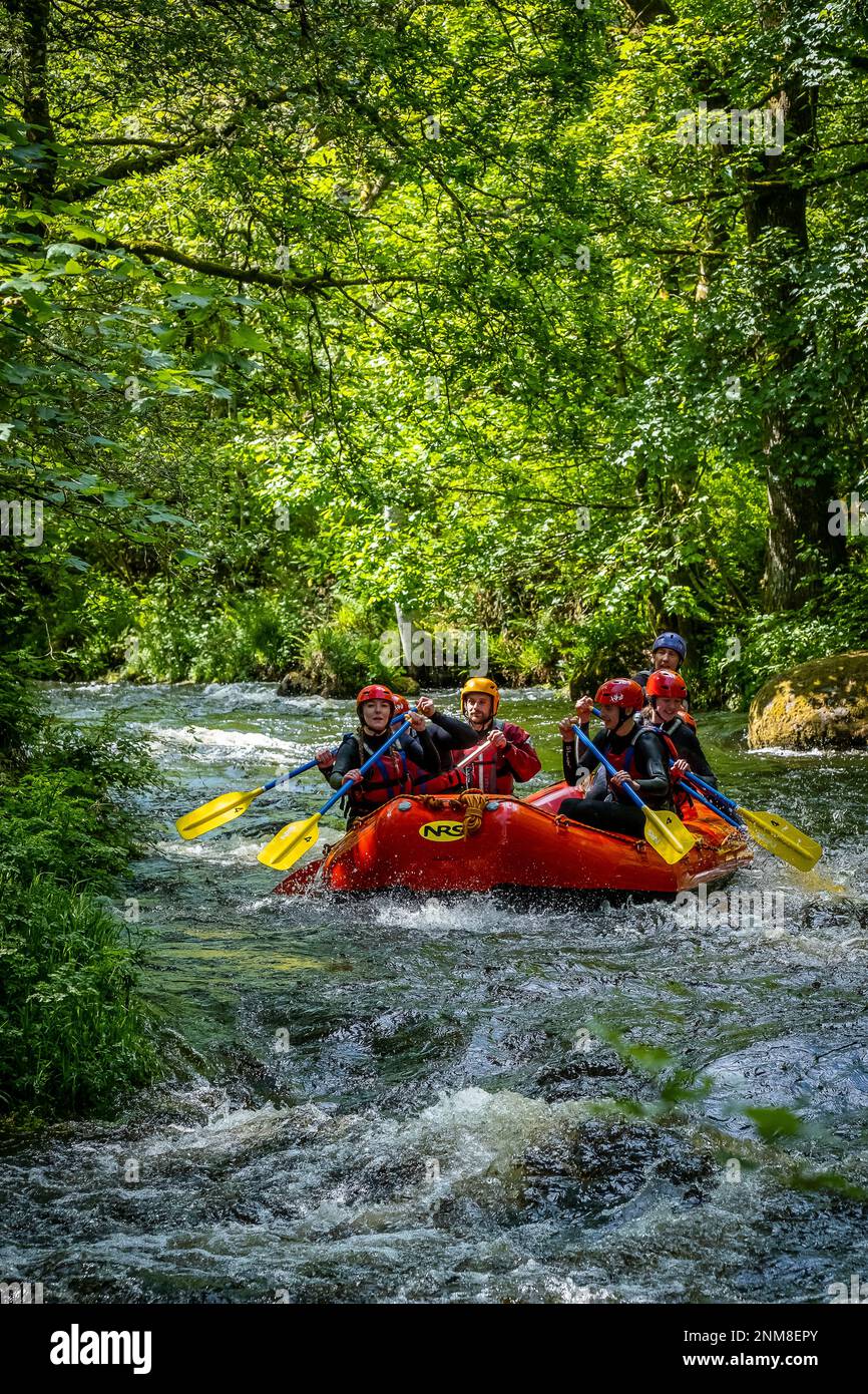 White water rafting at the National White Water Centre on the River Tryweryn, near Bala, Wales