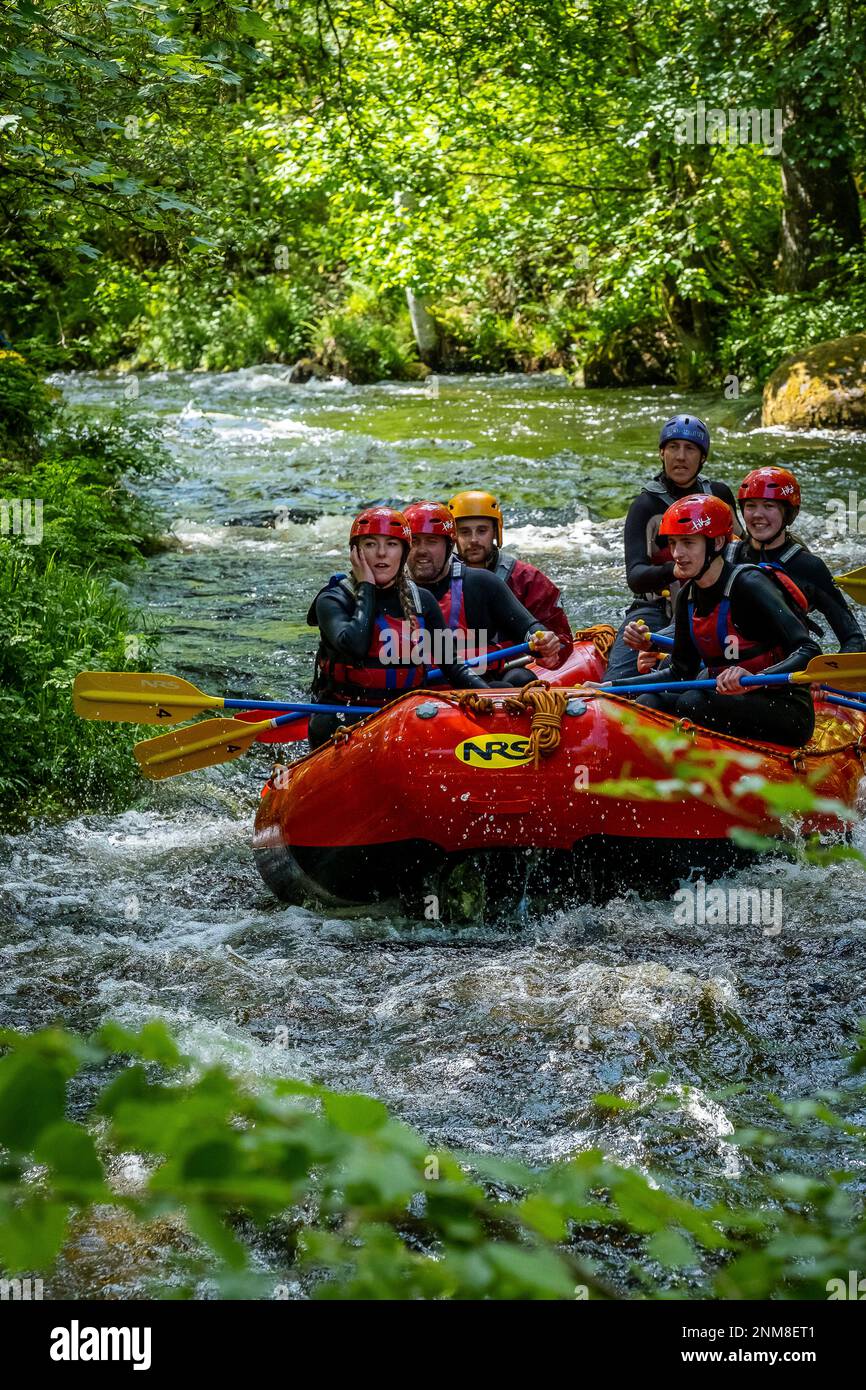 White water rafting at the National White Water Centre on the River Tryweryn, near Bala, Wales