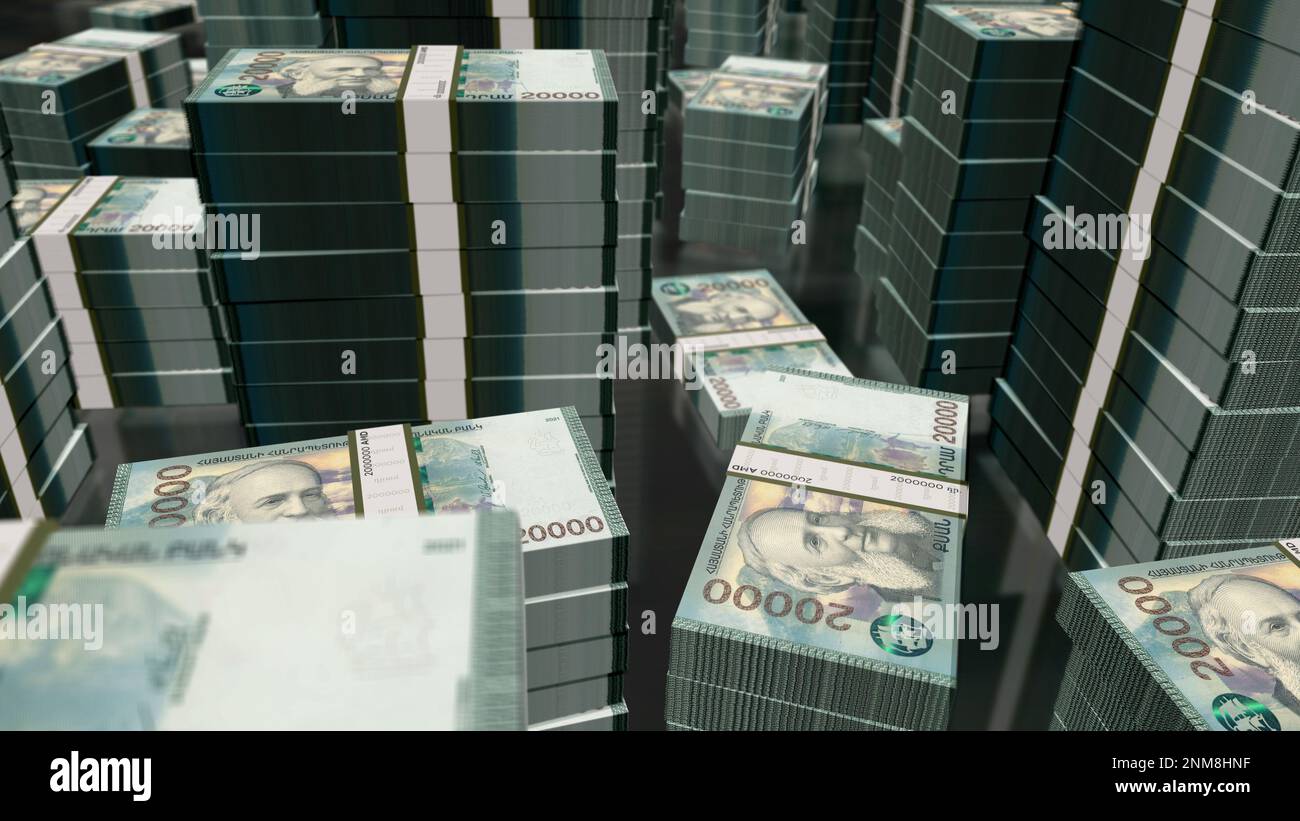 Armenia money Armenian Dram money pack 3d illustration. 20000 AMD ...