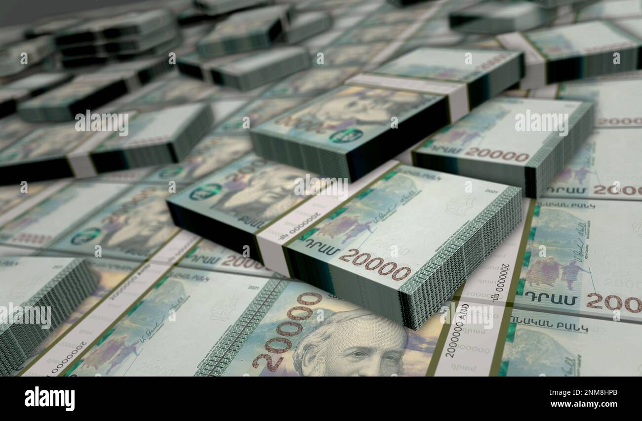 Armenia money Armenian Dram money pack 3d illustration. 20000 AMD ...