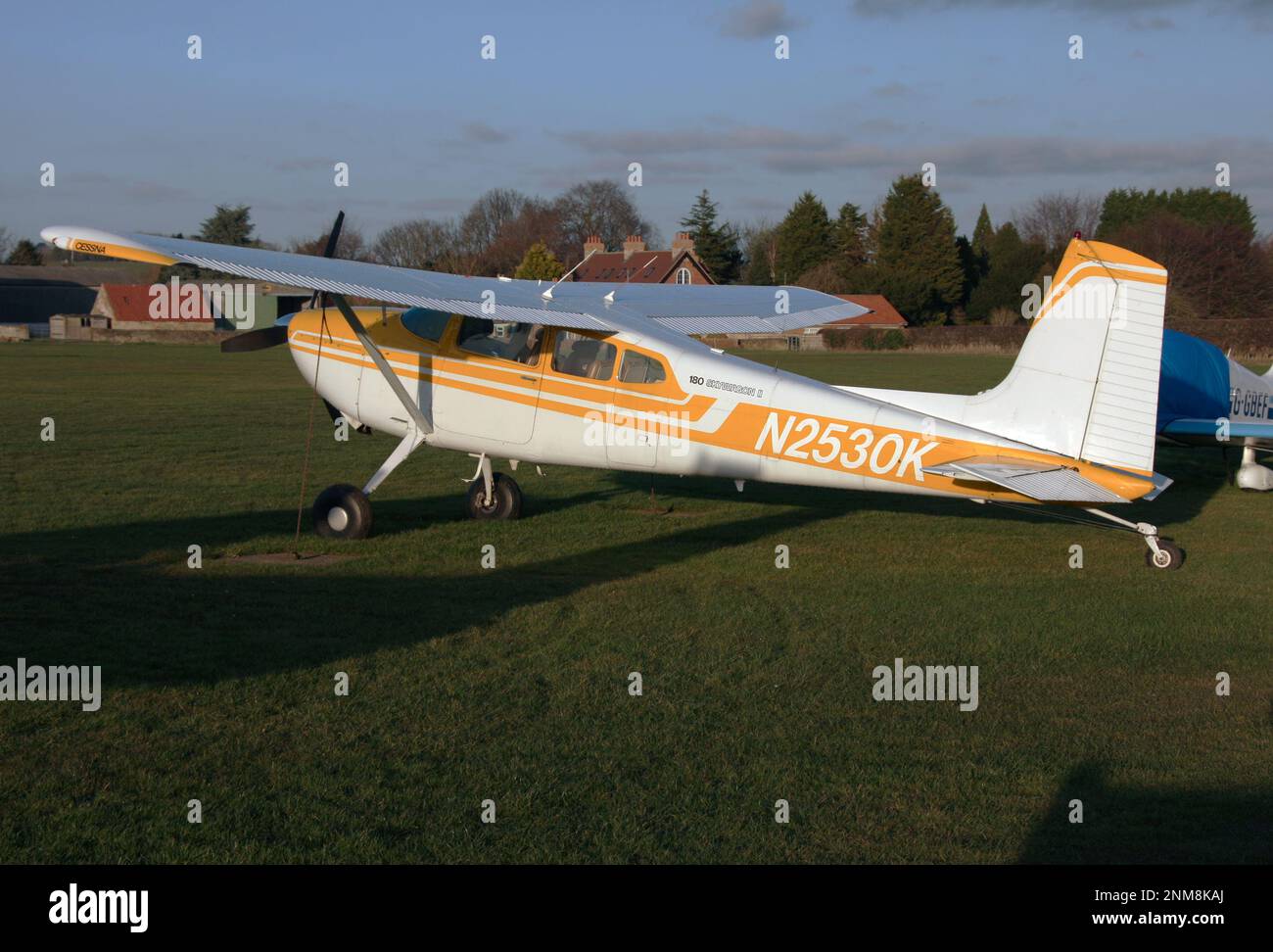 A Cessna 180 Skywagon at Netherthorpe airfield Nottinghamshire England Stock Photo