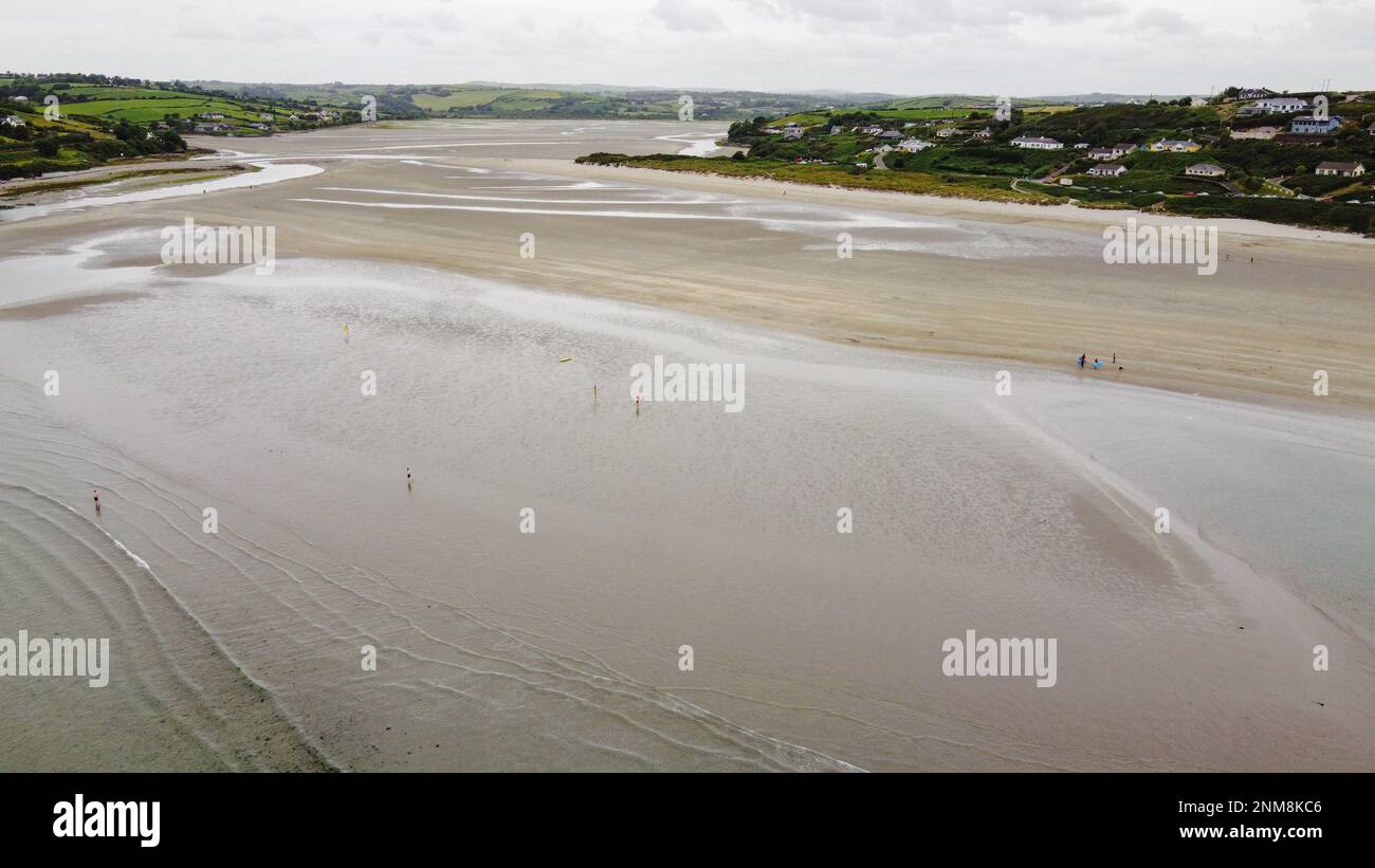 Inchydoney Beach on a day. Seaside landscape. The famous Irish sandy beach. The coastline of the Atlantic Ocean. Stock Photo