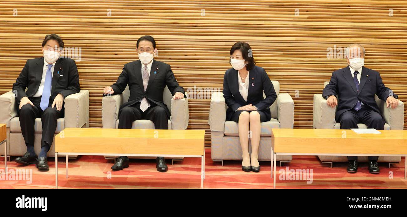 Japan's Prime Minister Fumio Kishida (2nd from L) attends a cabinet ...