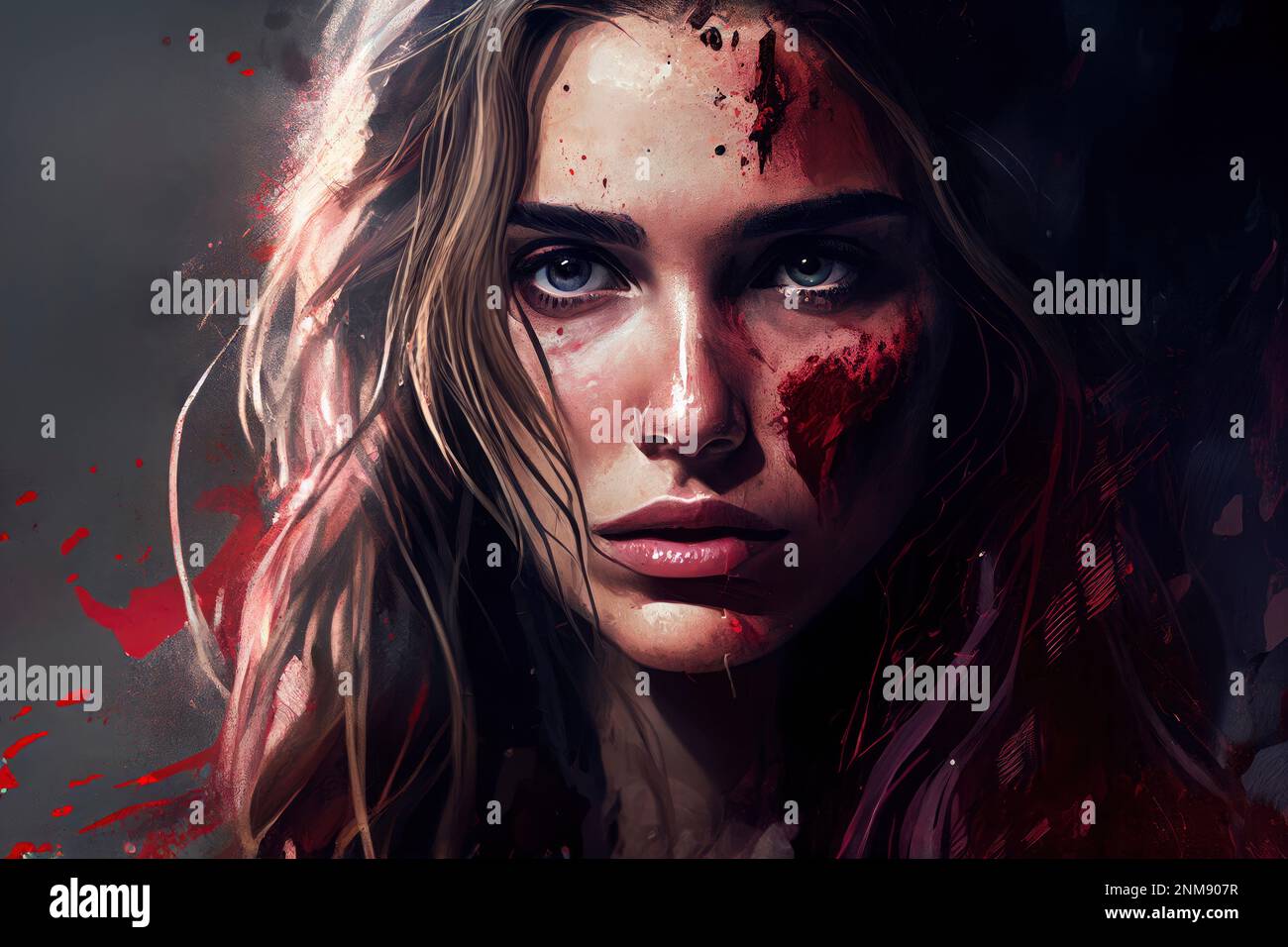 Woman With Bloody Facial Wounds Stock Photo - Alamy