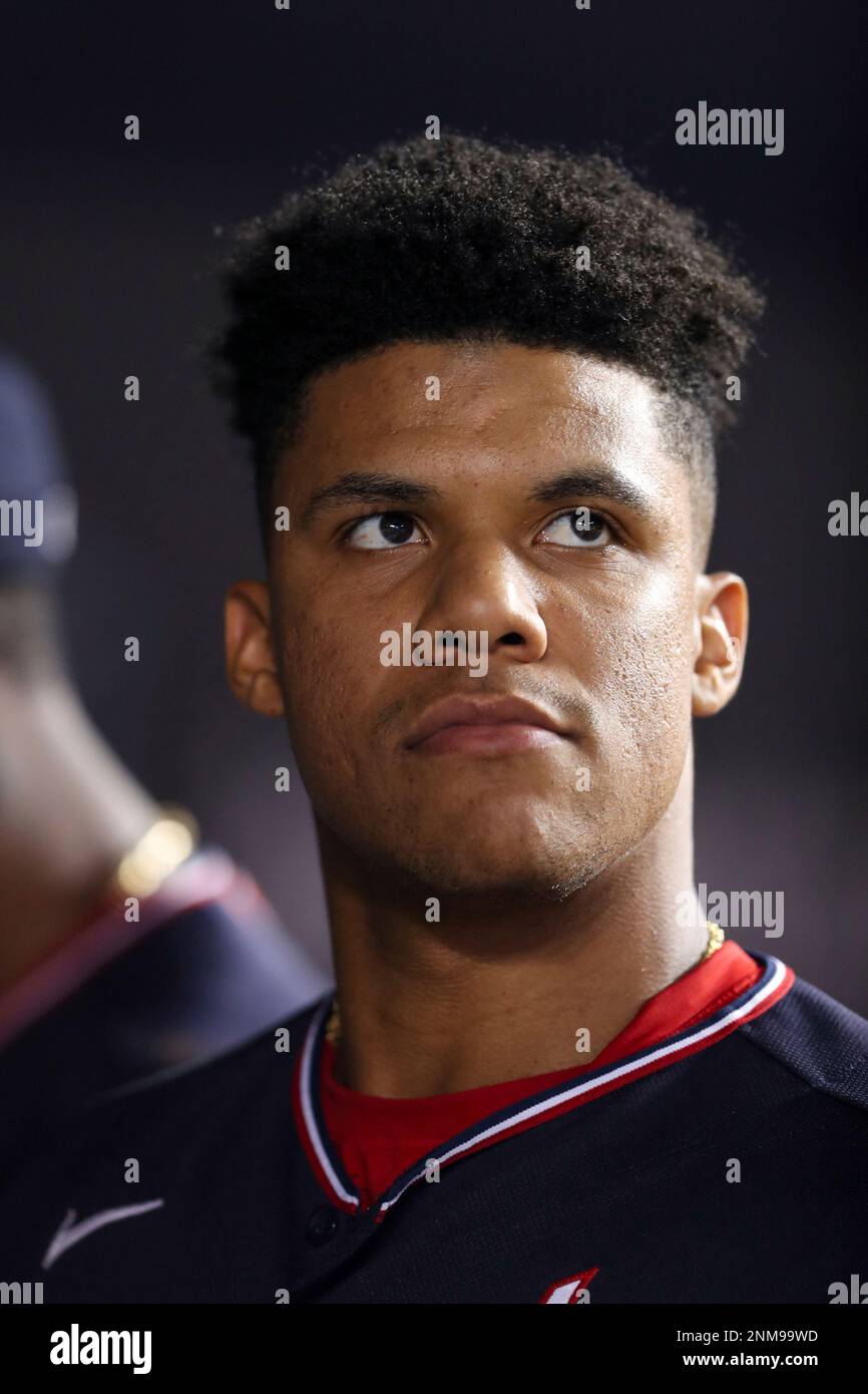 Washington Nationals Juan Soto during a MLB game against the Miami Marlins.  (Tom DiPace via AP Stock Photo - Alamy