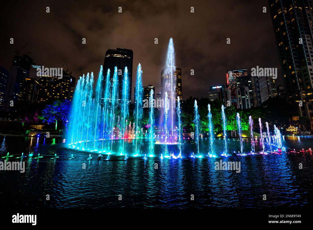 Kuala Lumpur, Malaysia January 2023 The fountains of Petronas Twin