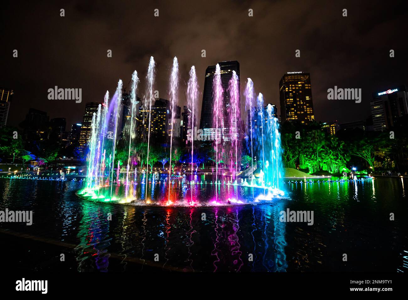 Kuala Lumpur, Malaysia January 2023 The fountains of Petronas Twin