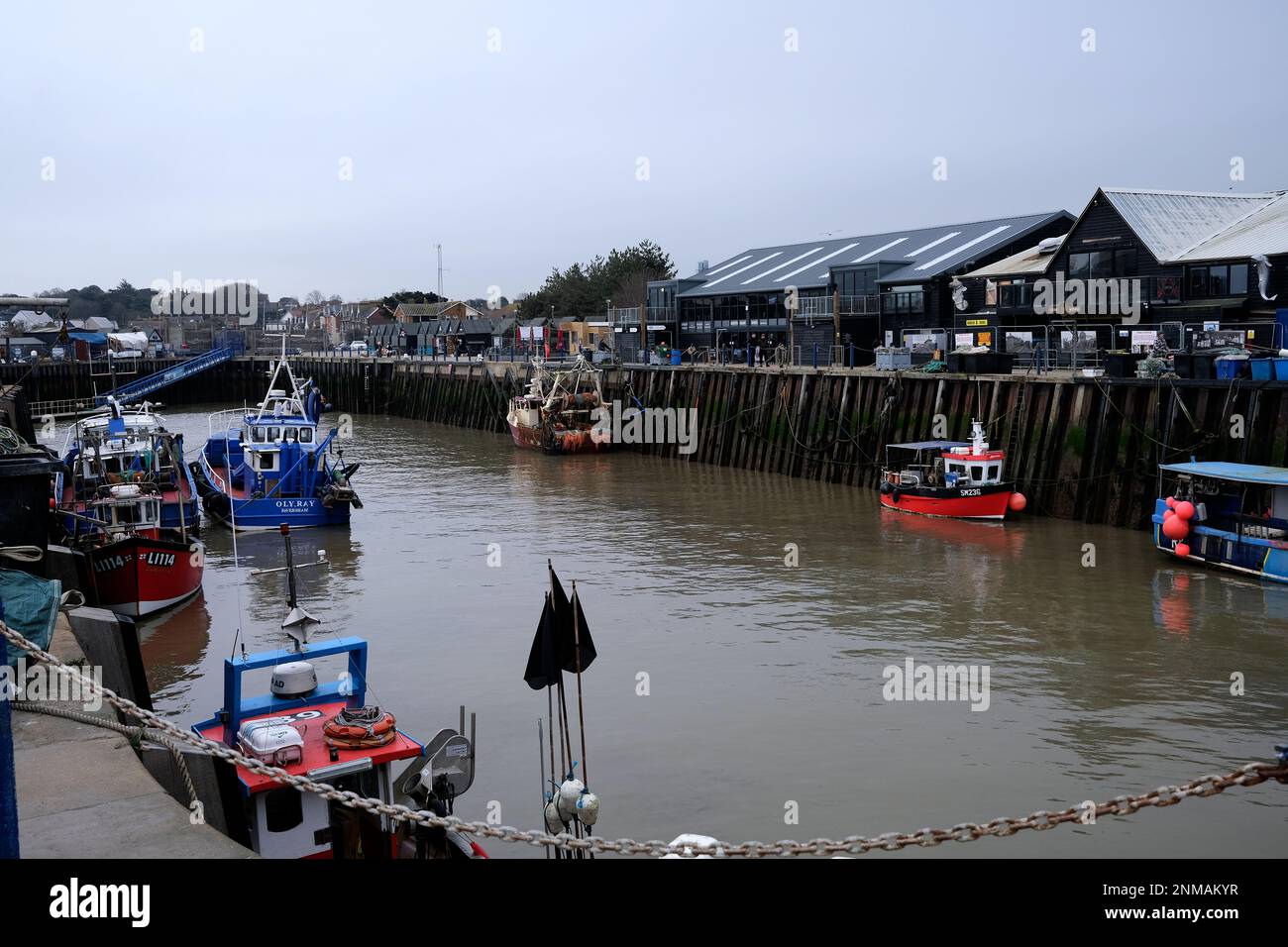 whitstable town in east kent,showing boats moored in the harbour,uk ...