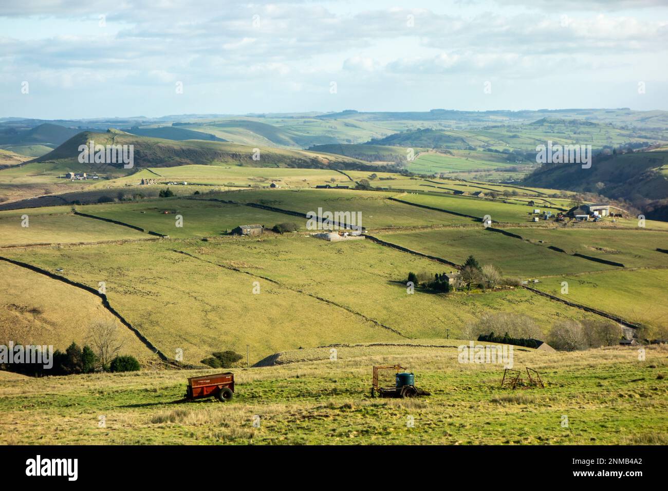 View over the Staffordshire Moorlands in the English Peak District