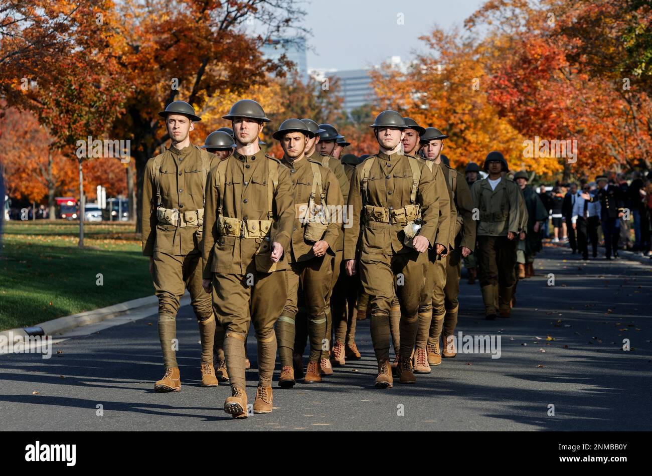War Procession U.S. troops march during a joint full honors procession evoking the ...