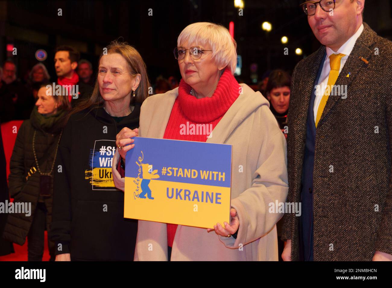 Solidarity with Ukraine, 1 year of war, jury of Berlinale, ukraininian film makers Stock Photo