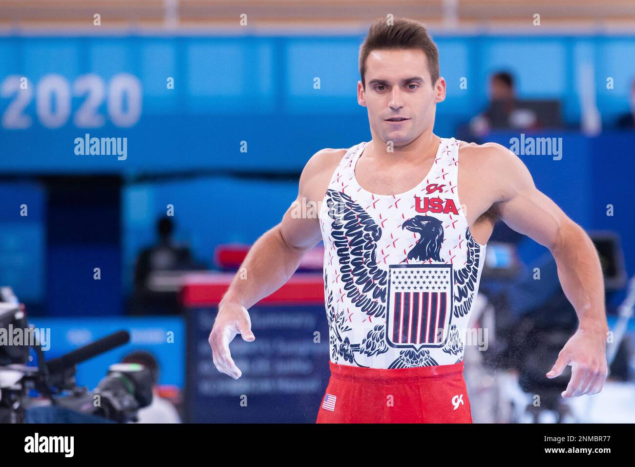 July 24, 2021 Samuel Mikulak of United States prepares for his rings
