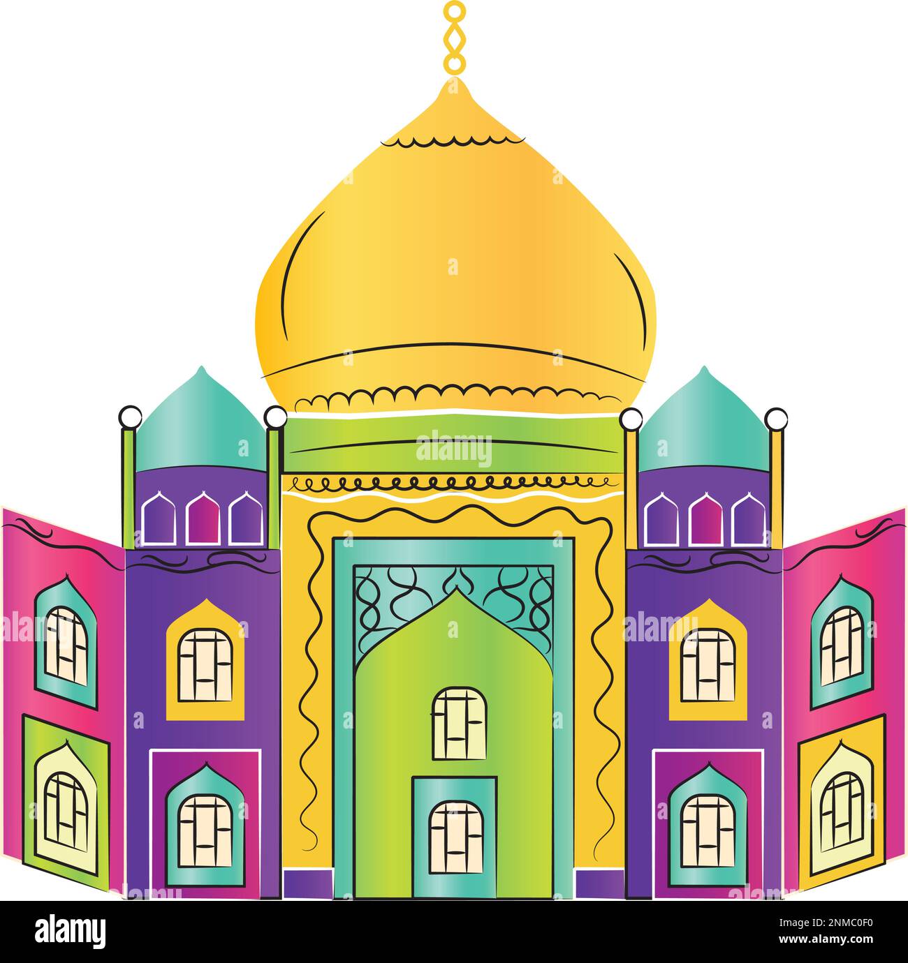 Isolated colored hindu mosque building Vector Stock Vector