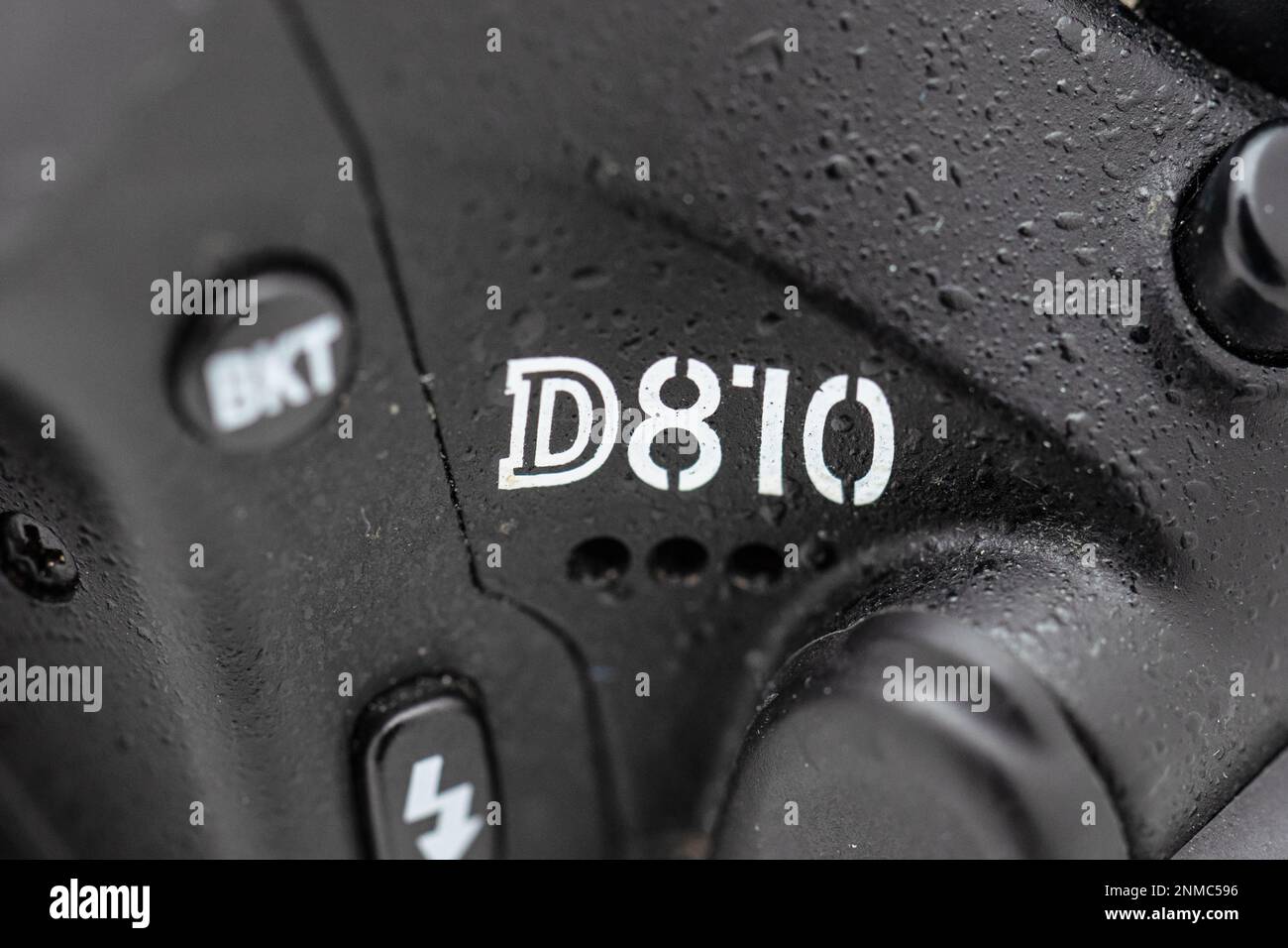 Gothenburg, Sweden - december 08 2022: Closeup of the logo of a Nikon D810 calera Stock Photo