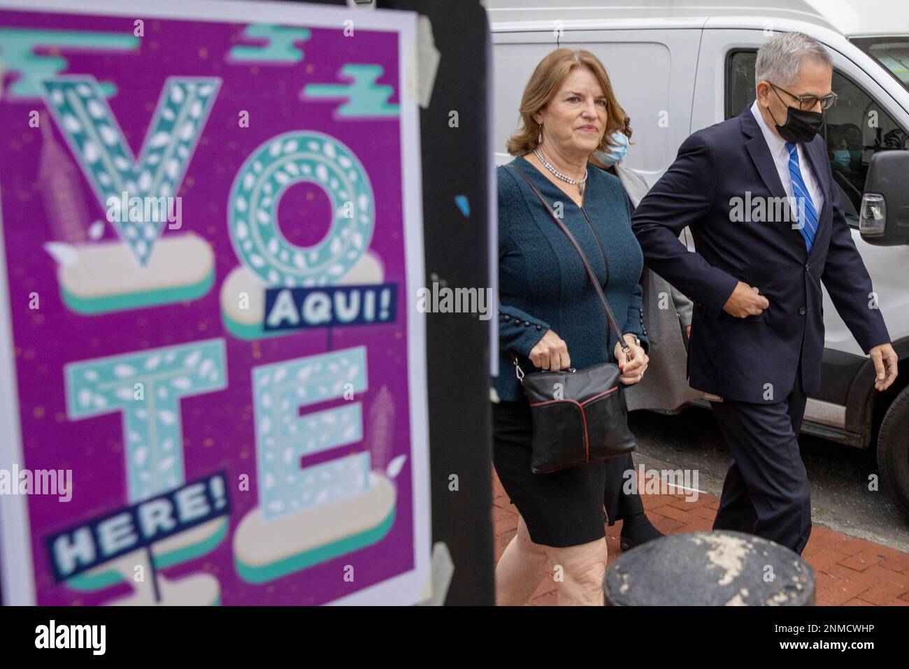 Philadelphia District Attorney Larry Krasner right arrives at St