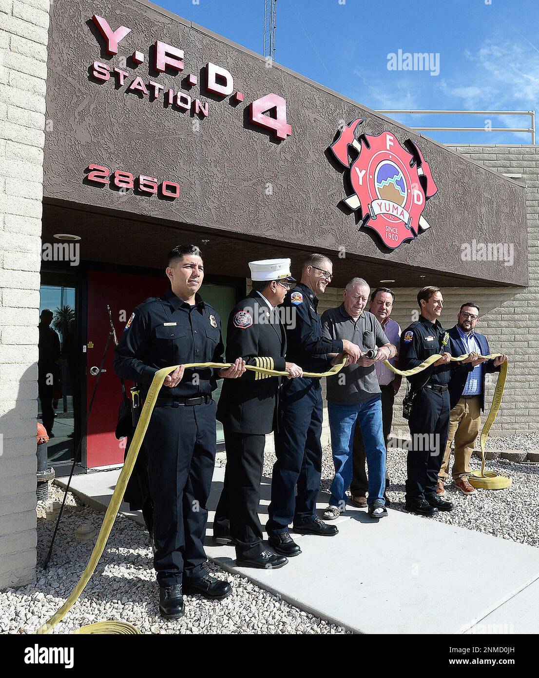Yuma Fire Department Capt. Donald Humphrey, third from left, and his