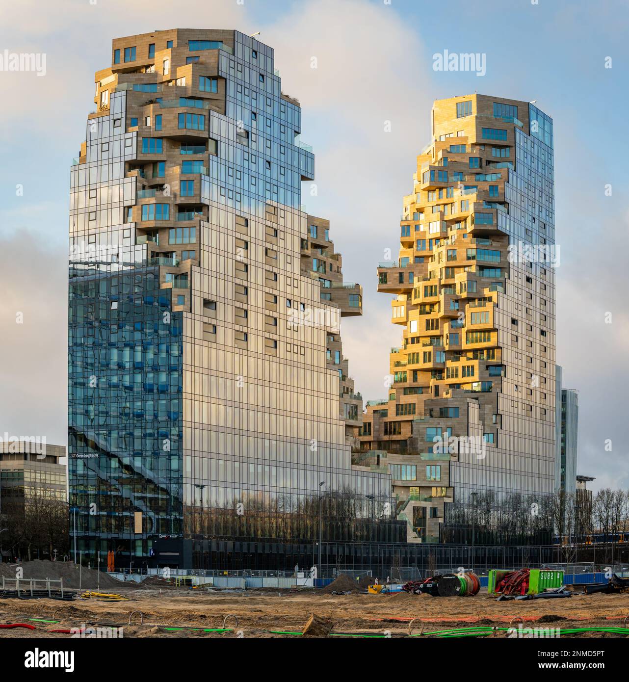 Amsterdam, The Netherlands, 24.02.2023, Iconic residential towers known as The Valley at Amsterdam Zuidas district, designed by architect Winy Maas Stock Photo