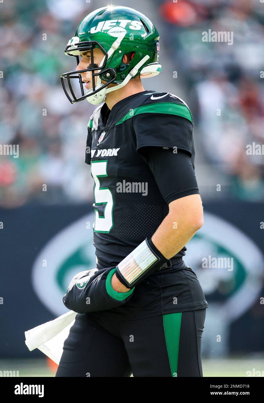 EAST RUTHERFORD, NJ - OCTOBER 31: New York Jets Quarterback Mike White (5)  is pictured during the National Football League game between the Cincinnati  Bengals and the New York Jets on October