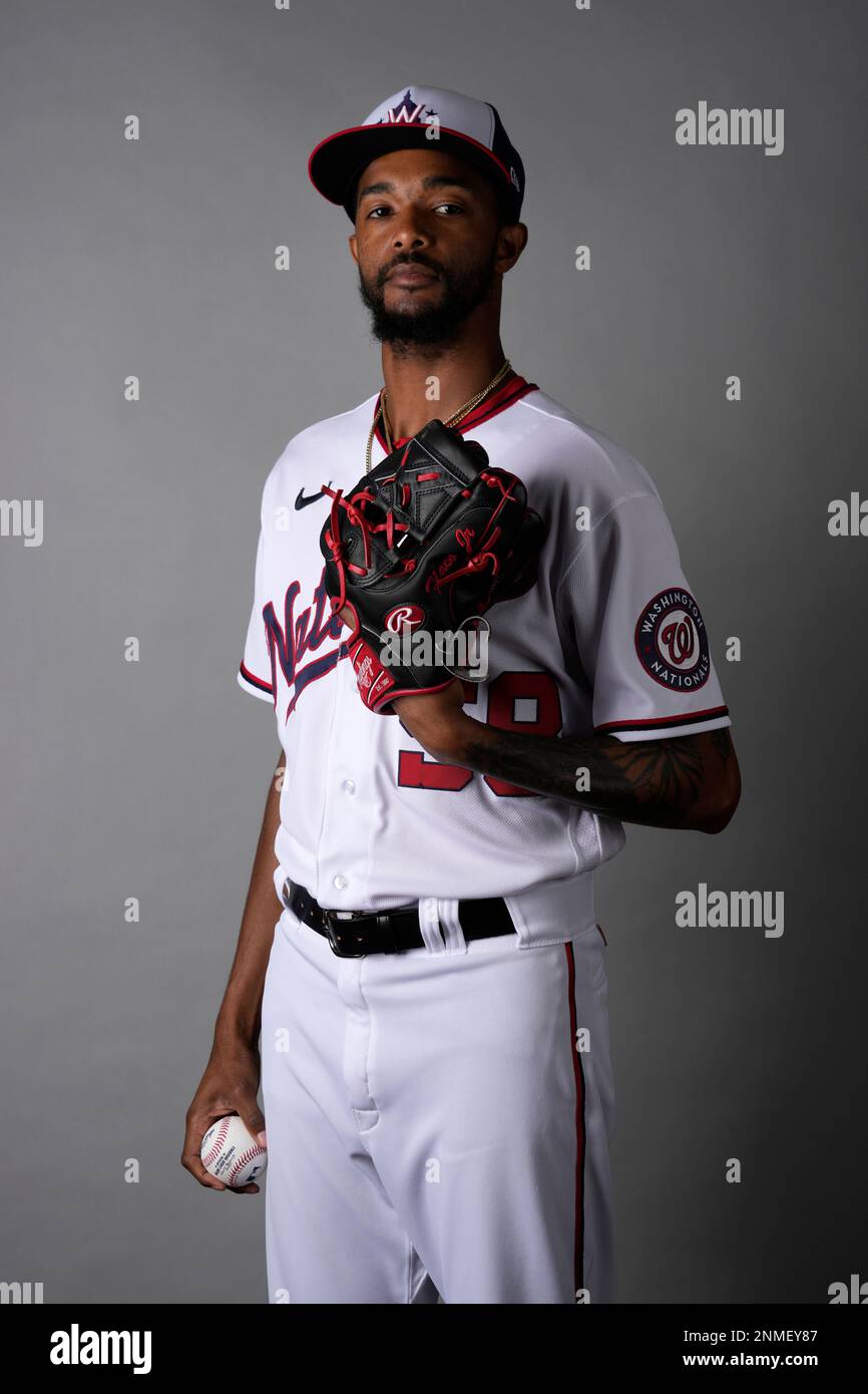 This is a 2023 photo of Carl Edwards Jr. of the Washington Nationals baseball team