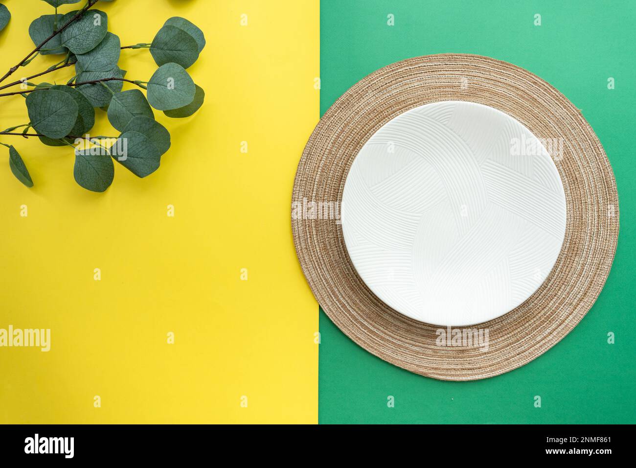 Western table setting with traditional table mat and dinnerware with