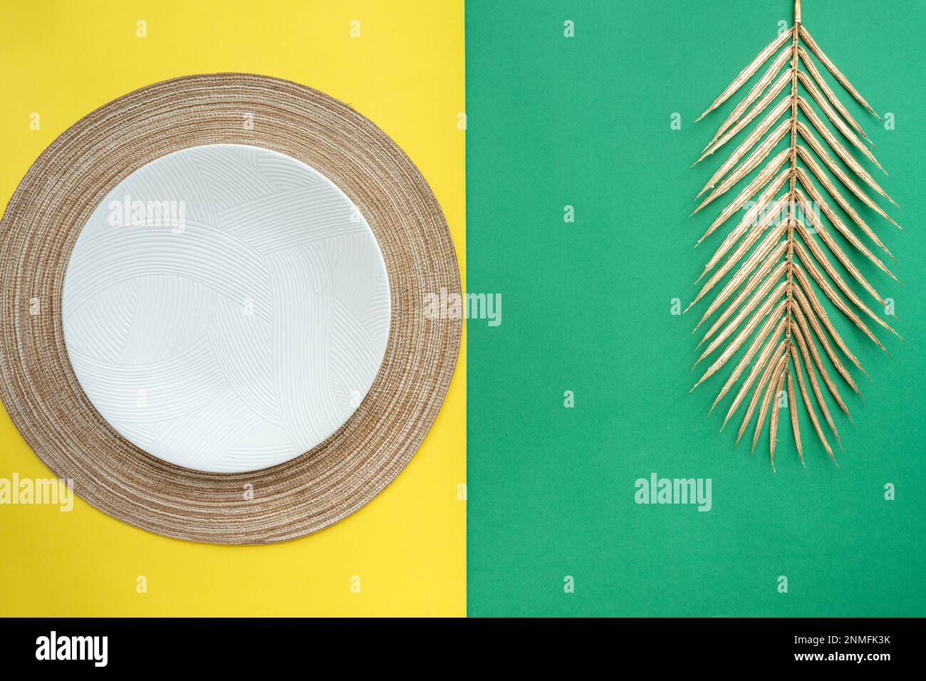 Western table setting with traditional table mat and dinnerware with