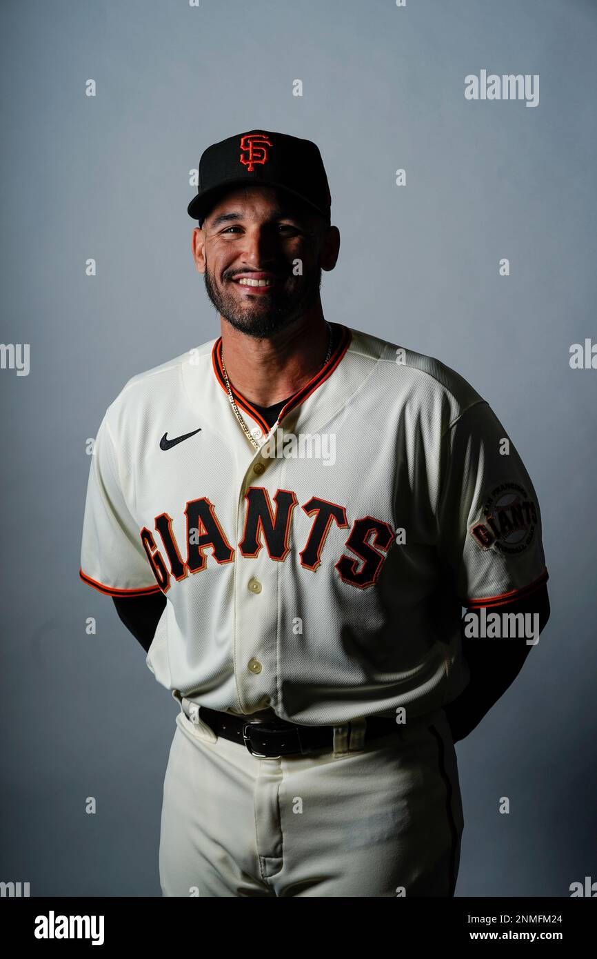 This is a 2023 photo of David Villar. This image reflects the San Francisco  Giants active roster as of Friday, Feb. 24, 2023, when the photo was taken.  (AP Photo/Morry Gash Stock