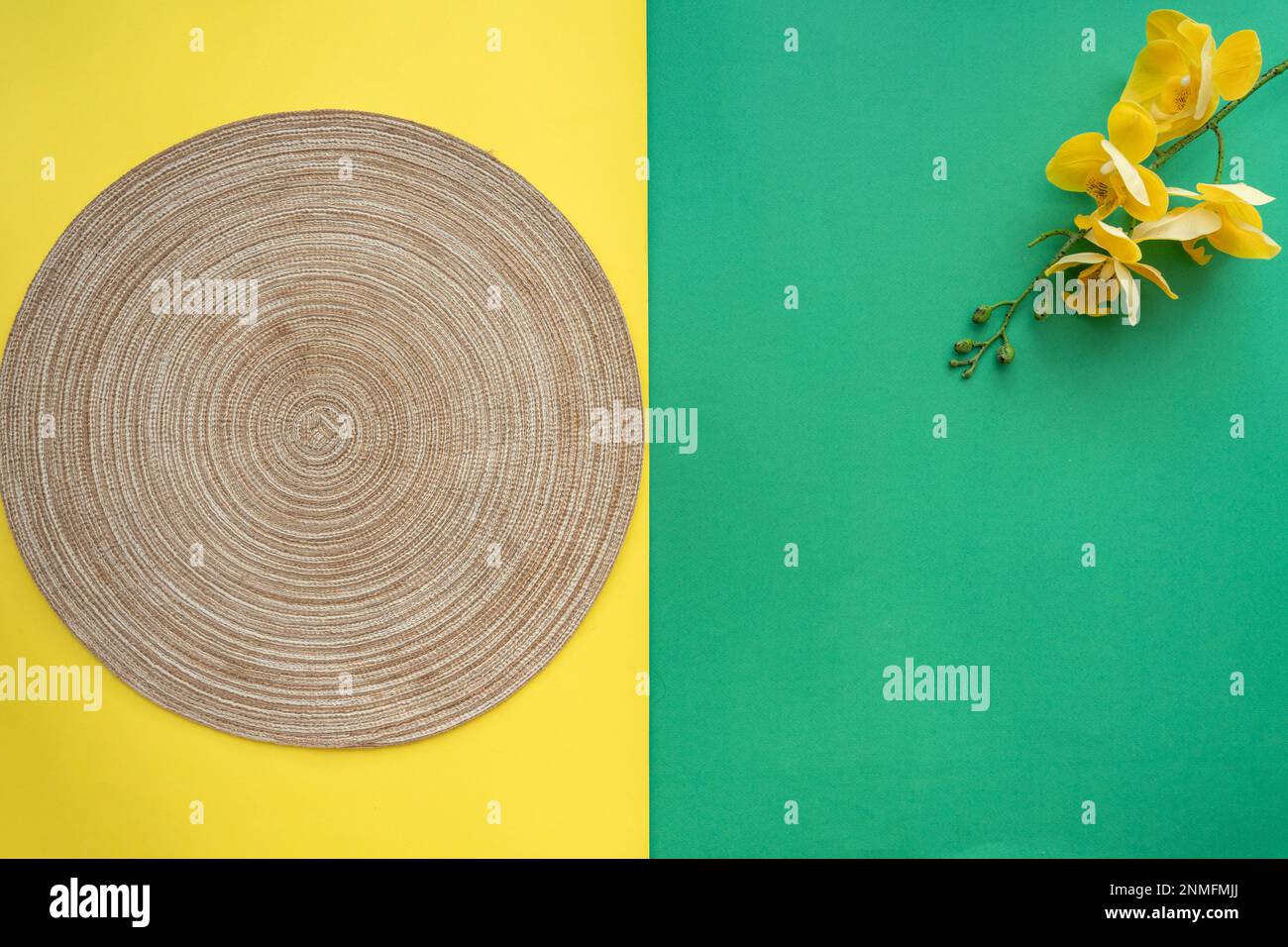 Western table setting with traditional table mat and dinnerware with