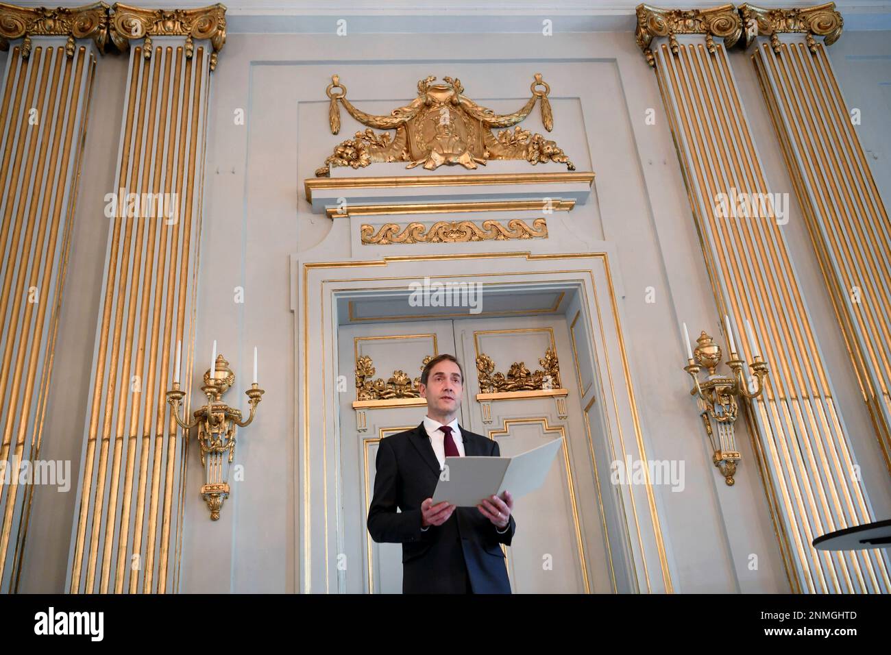 Mats Malm, Permanent Secretary of the Swedish Academy, announces