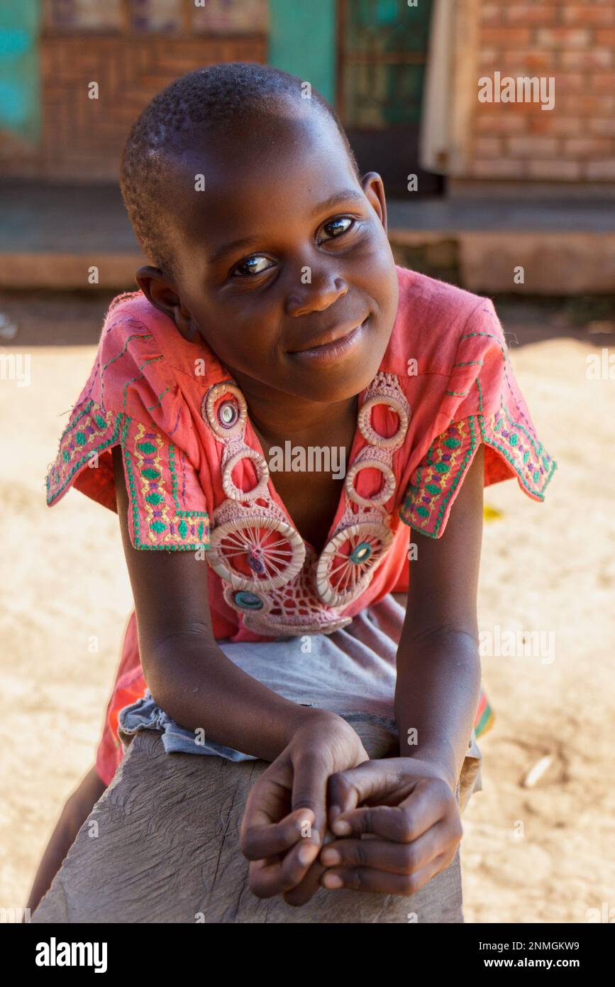 A portrait of a little Ugandan girl. Stock Photo