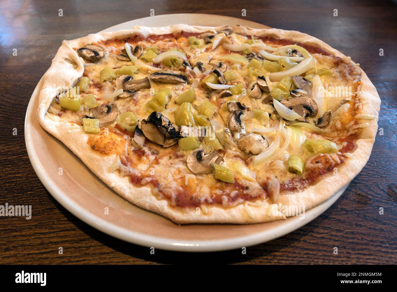 Oven-fresh Pizza Vegetaria, Bavaria, Germany Stock Photo - Alamy