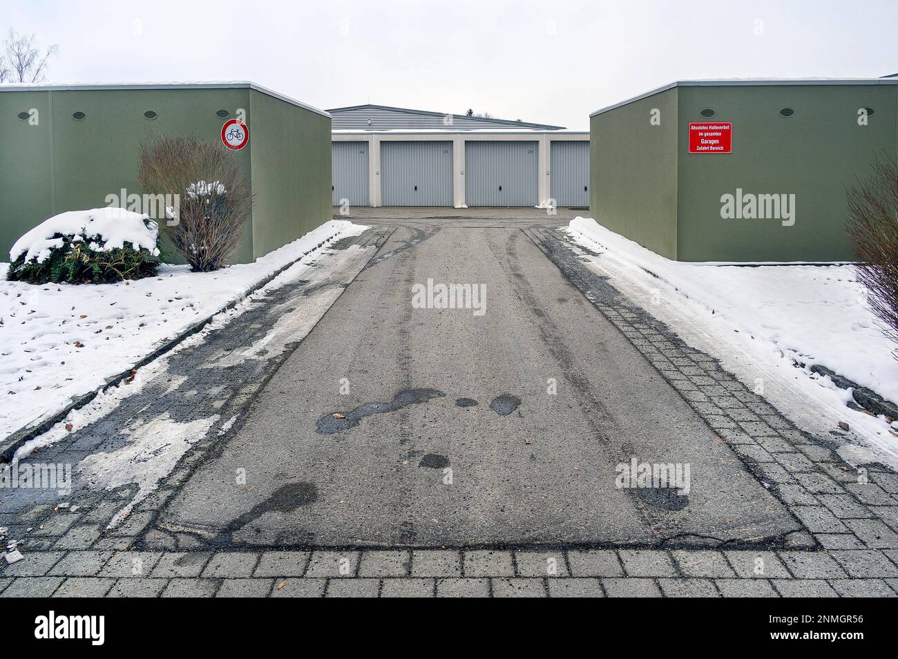 Row garages, Kempten, Allgaeu, Bavaria, Germany Stock Photo