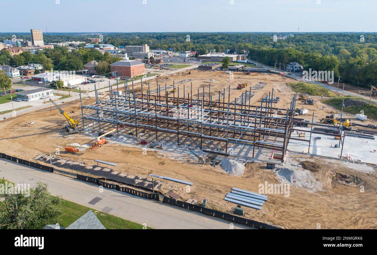 The steelbeam skeleton of the 70 million Carle at the Riverfront