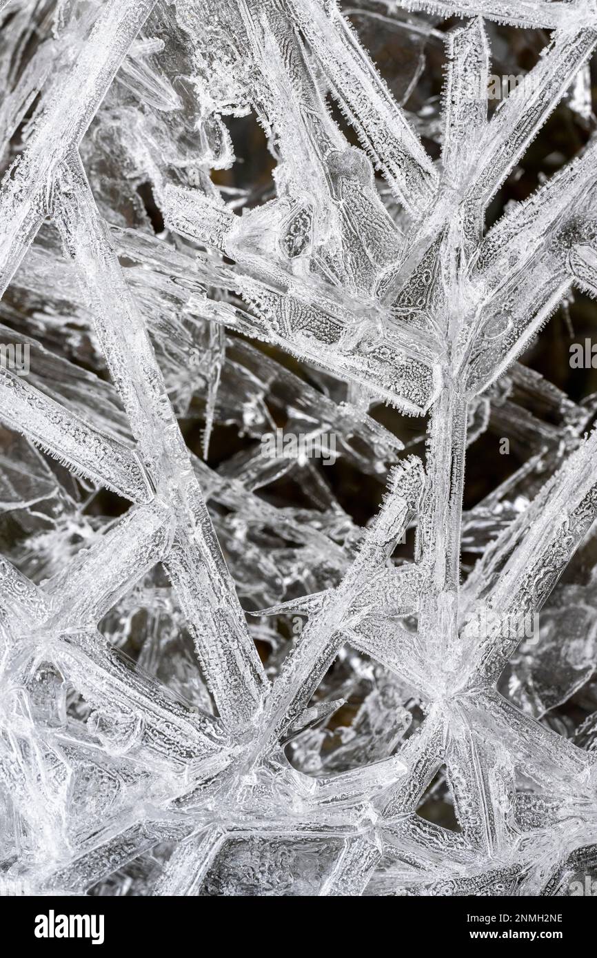 Details, shapes and structures of ice, ice crystals, Austria Stock Photo