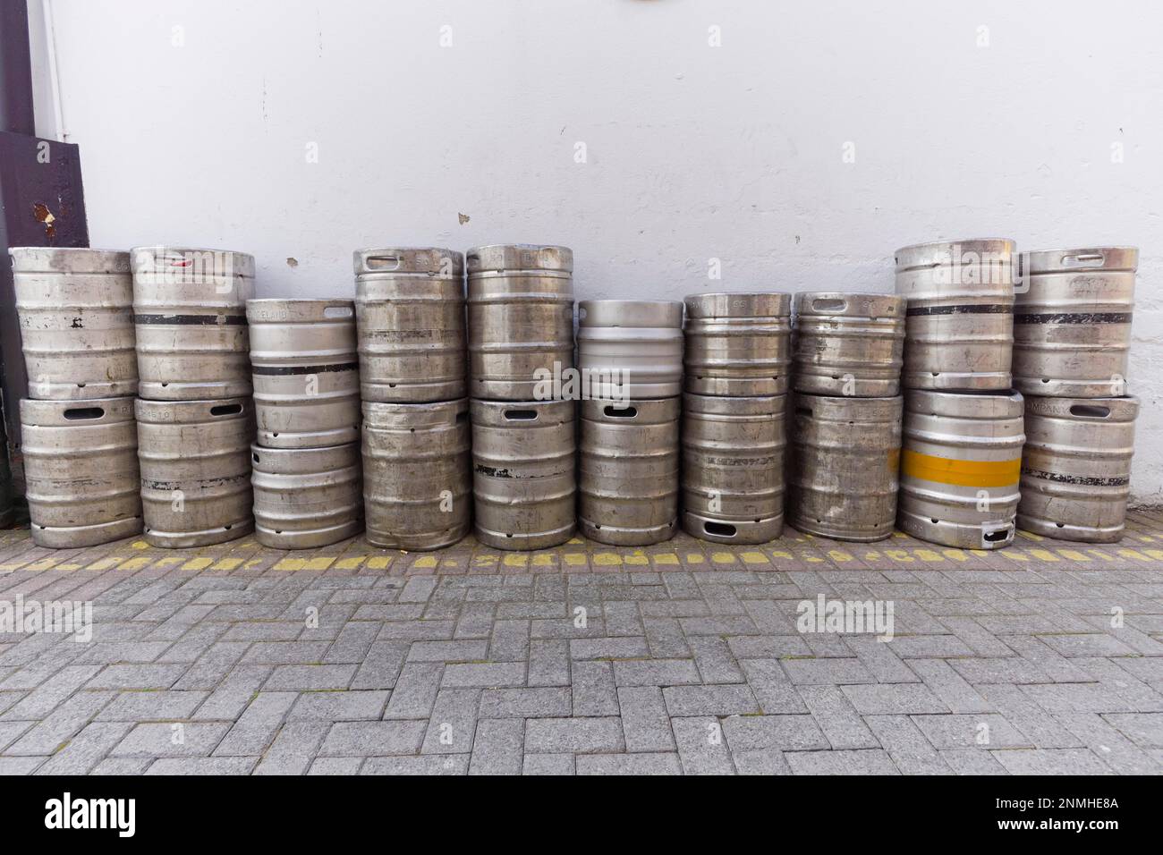 Storing beer barrels in a backyard Stock Photo Alamy