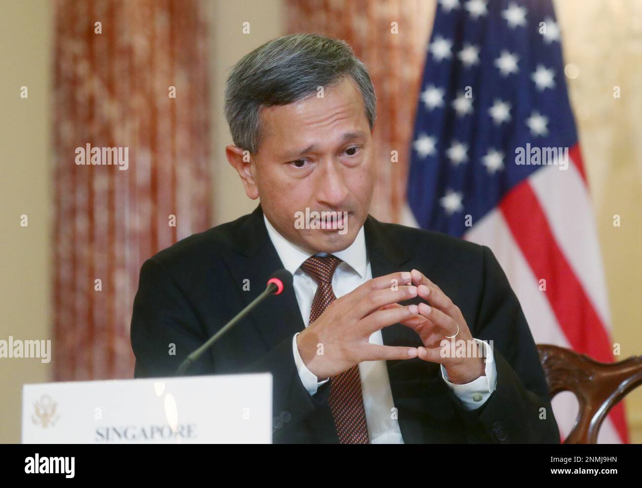 Singapore's Foreign Minister Vivian Balakrishnan speaks during a ...