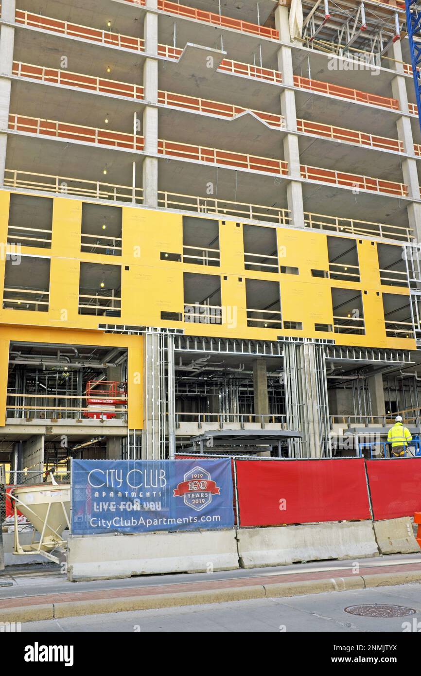 Cleveland city club building construction vertical hires stock