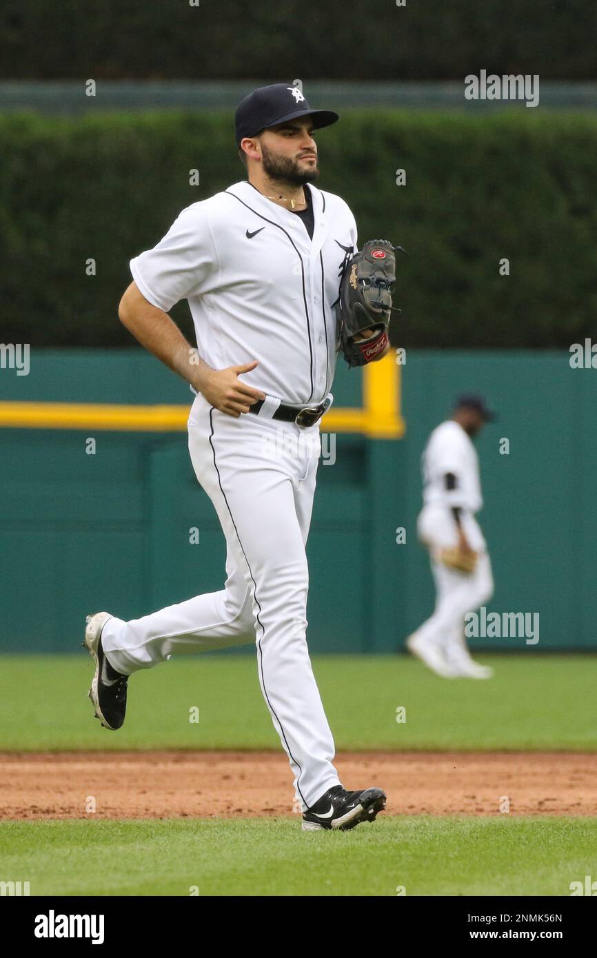 DETROIT, MI - SEPTEMBER 21: Detroit Tigers relief pitcher Bryan Garcia (33)  jogs to the pitcher\'s mound during the sixth inning of a regular season  Major League Baseball game between the Chicago