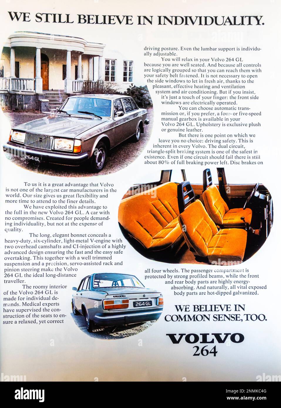 Volvo 262 advert in a Natgeo magazine December 1974, Stock Photo