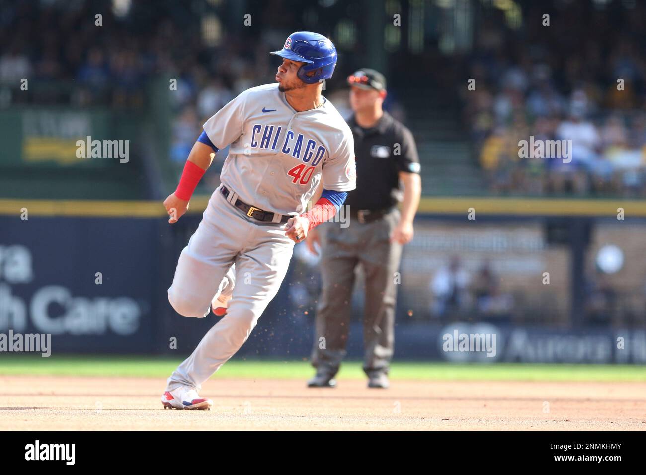 Chicago Cubs first baseman Alfonso Rivas warms up during the ninth inning  of a baseball game against the Arizona Diamondbacks Friday, May 13, 2022,  in Phoenix. The Diamondbacks won 4-3. (AP Photo/Ross