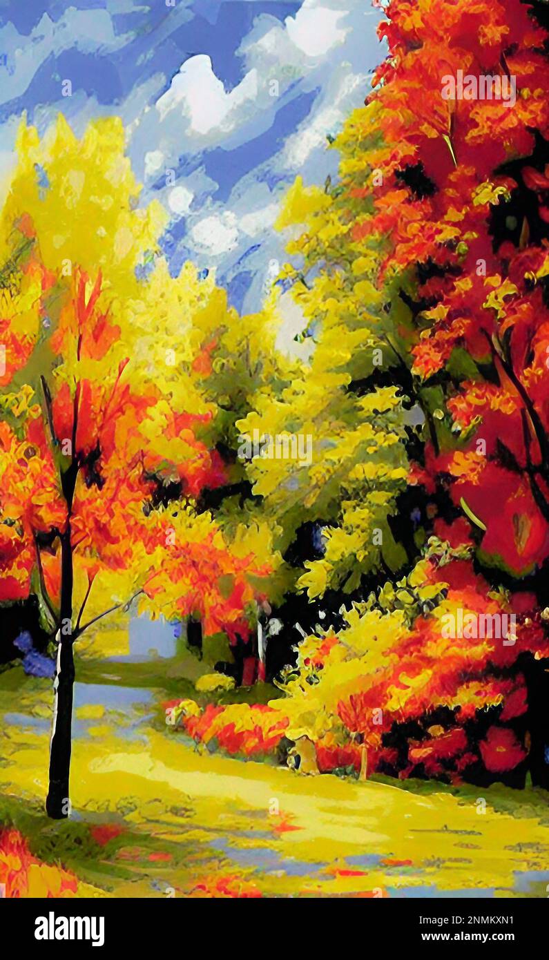 Painting art Forest Oil Painting, Forest Oil Painting portrait art