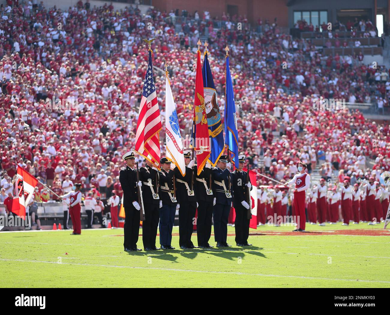 NORMAN, OK - SEPTEMBER 18: Oklahoma Navel ROTC members presenting the ...
