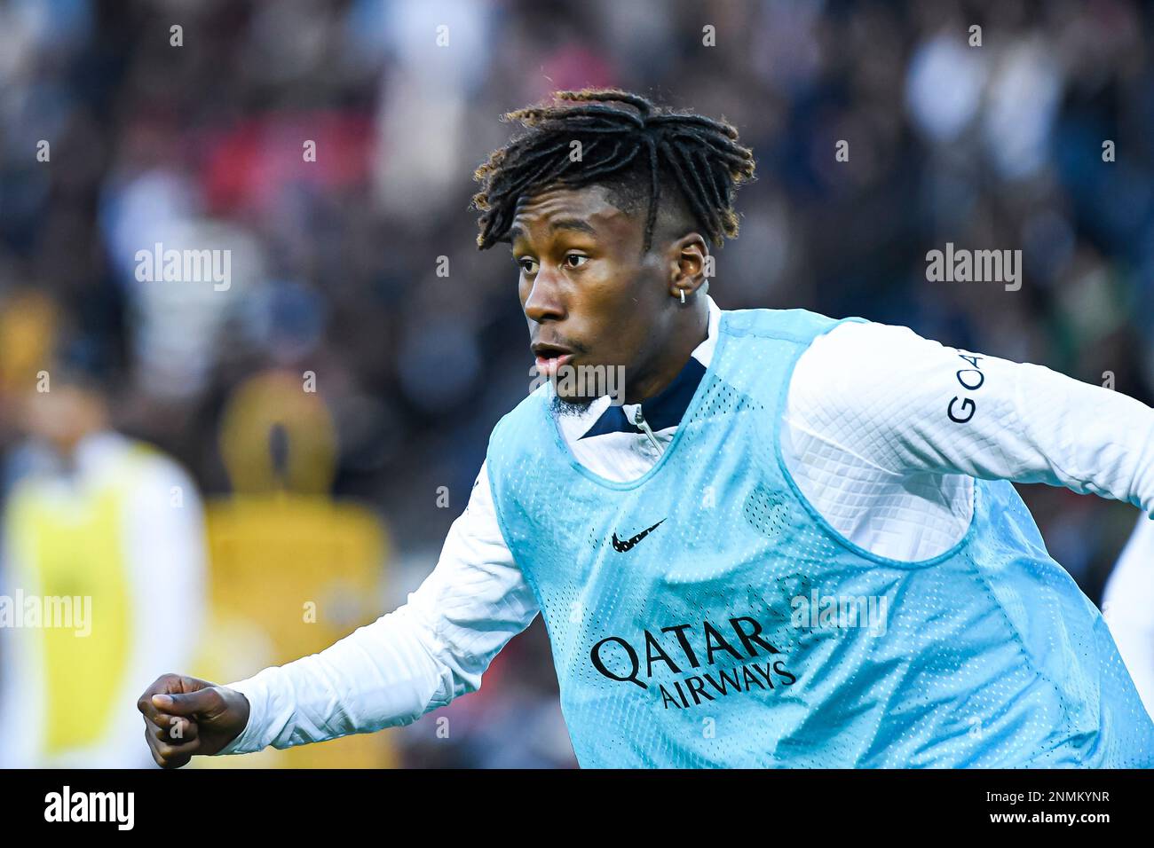 Timothee Pembele during the public training of the Paris Saint-Germain (PSG) football team on February 24, 2023 at the Parc des Princes stadium in Paris, France. Photo by Victor Joly/ABACAPRESS.COM Stock Photo