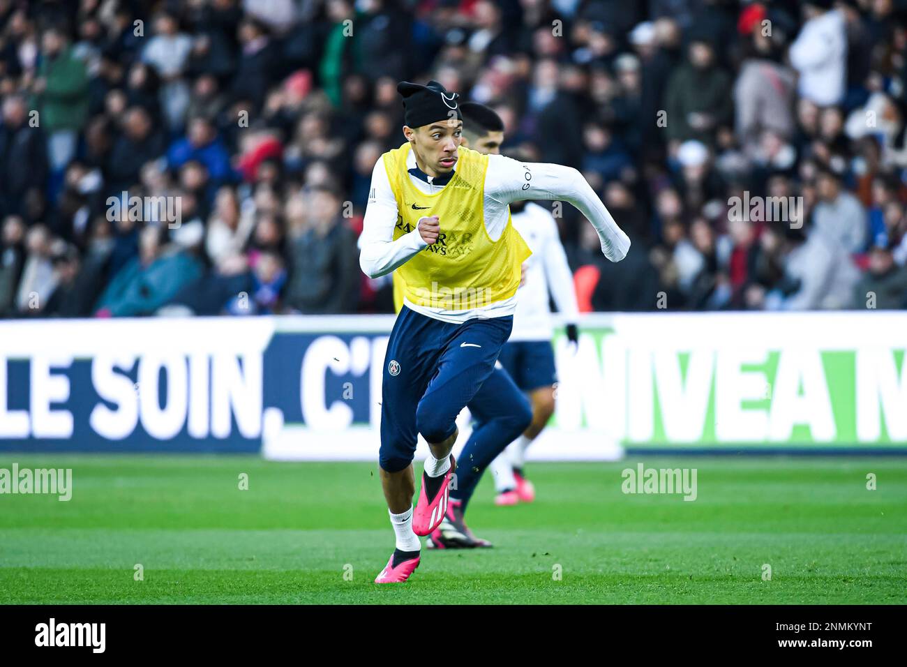 Hugo Ekitike during the public training of the Paris Saint-Germain (PSG) football team on February 24, 2023 at the Parc des Princes stadium in Paris, France. Photo by Victor Joly/ABACAPRESS.COM Stock Photo
